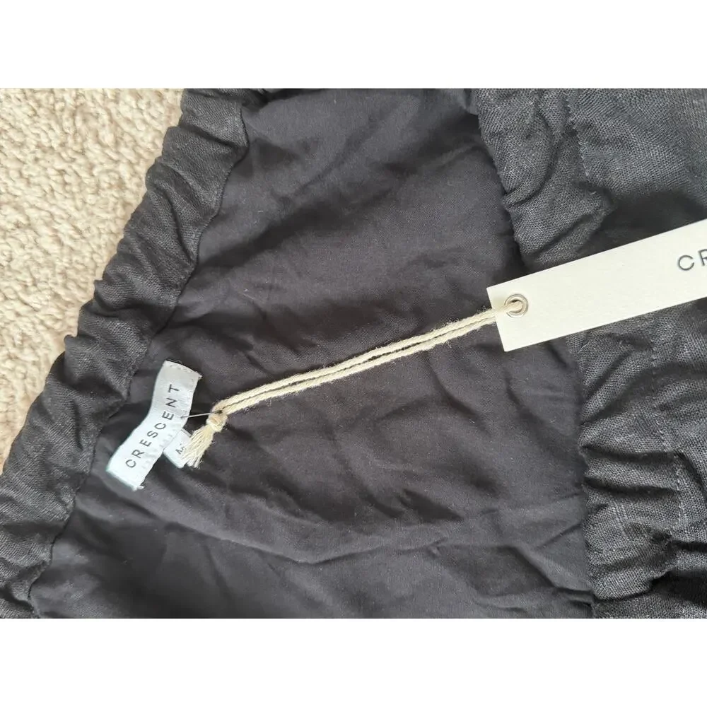 Crescent Black Linen Blend Asymmetric Wrap Mini Skirt NWT Medium